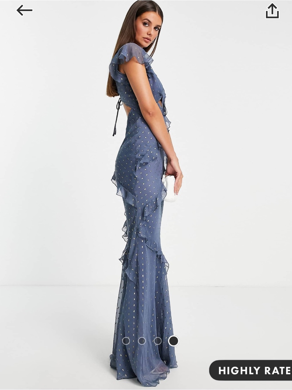 ASOS Slate Blue Maxi Dress with Metallic Dot Detail